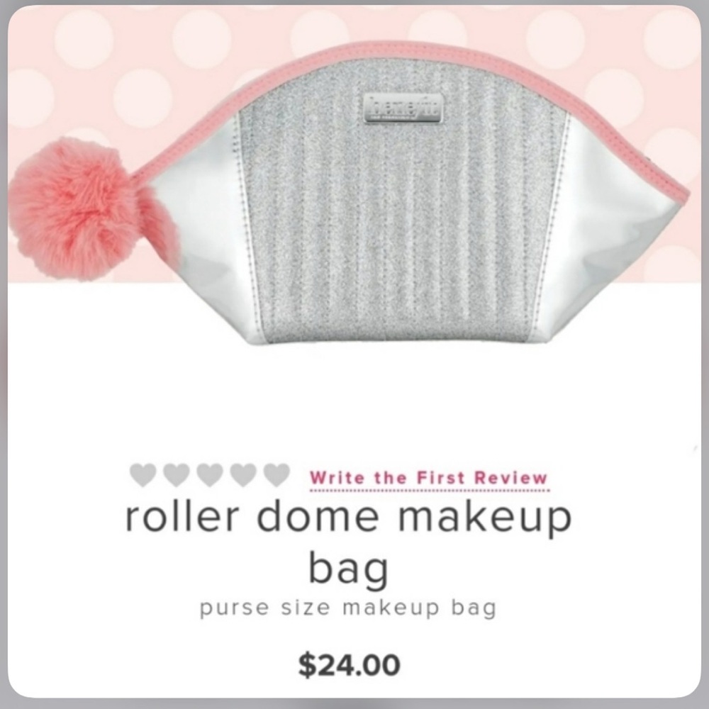 Benefit Glittery Silver Bag with Pink Trim